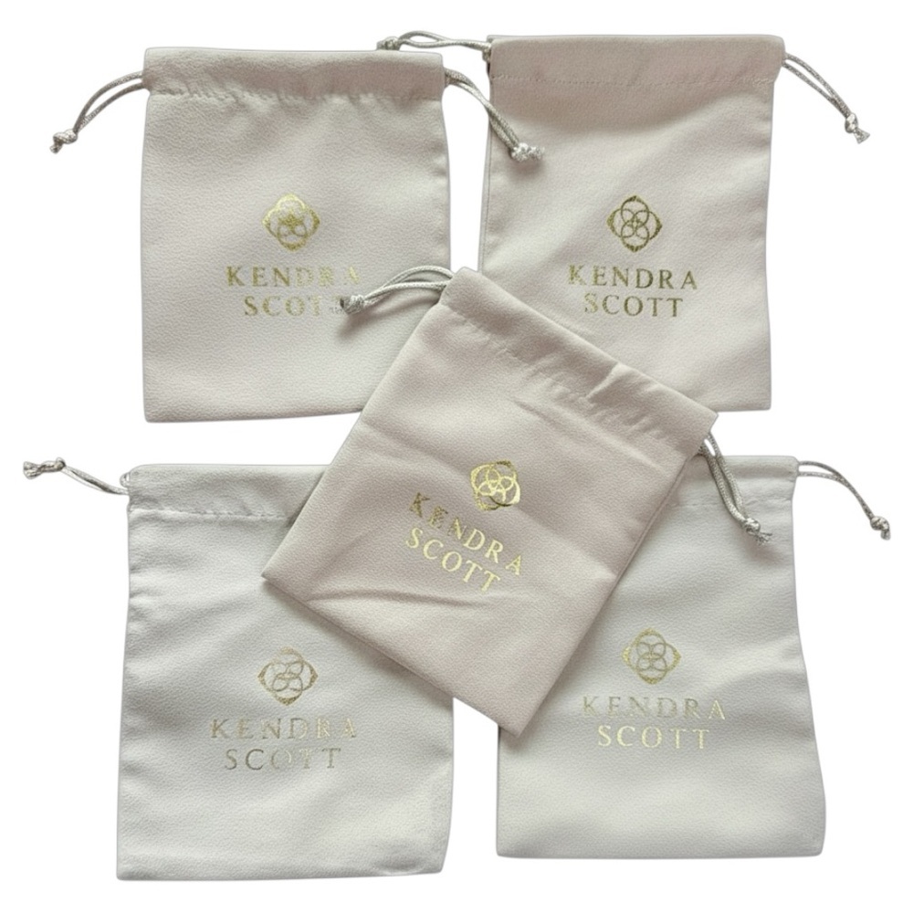 KENDRA SCOTT Set of 5 Gray Jewelry Pouches/Dustbags w/the Gold Logo - BRAND NEW
